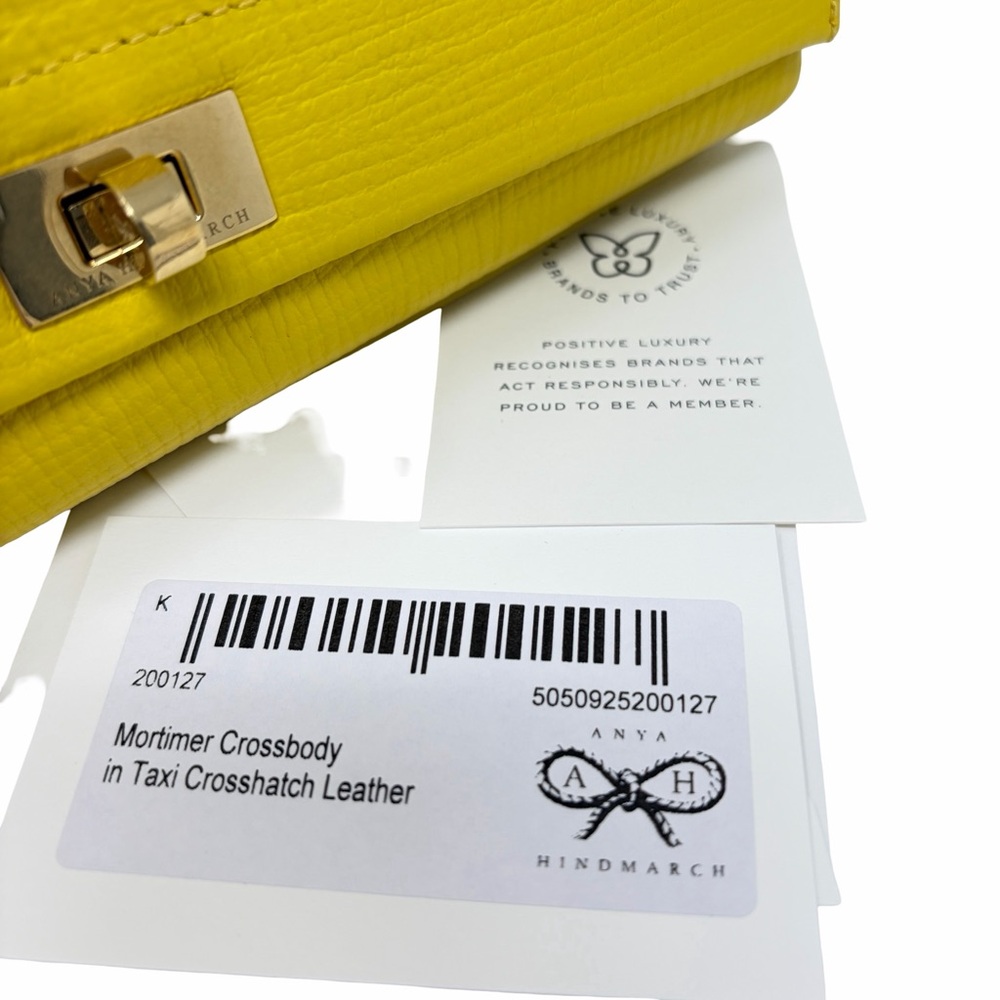 Anya Hindmarch Mortimer Cross-body Crosshatch Calf Leather in Taxi Yellow, NWT - Picture 10 of 14